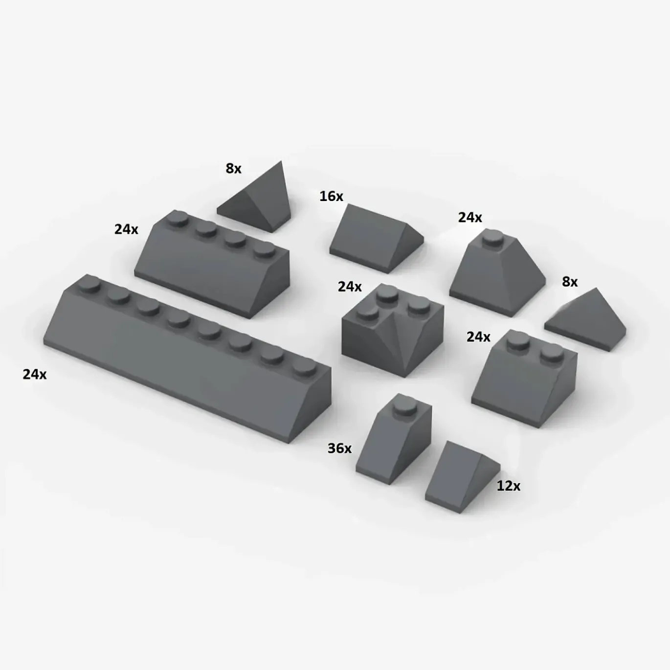 Brix 200 Stück, Roof Slopes, gemischt, Dark Bluish Grey