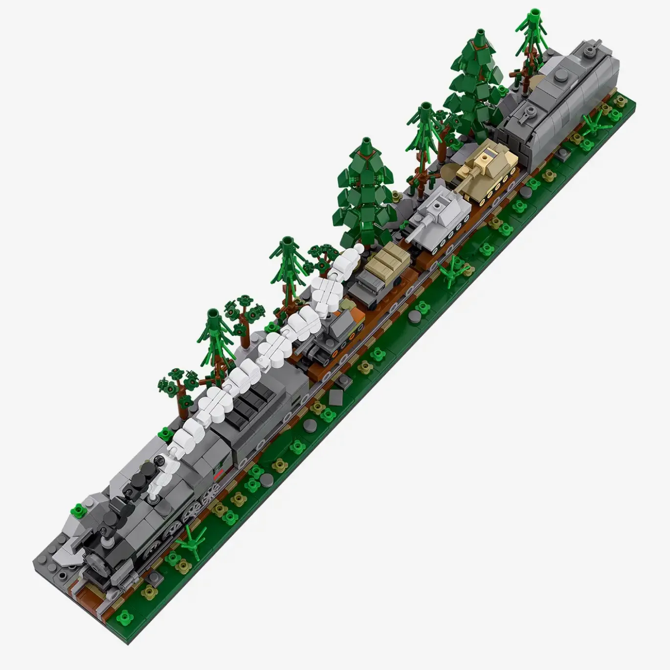 Diorama Dampflok mit Panzern