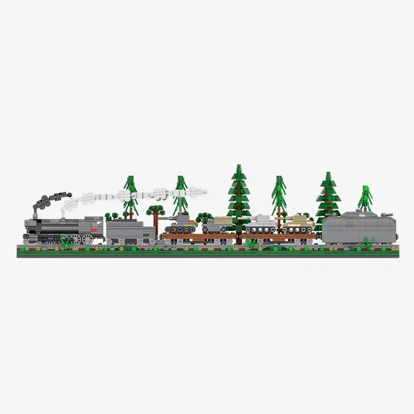 Diorama Dampflok mit Panzern