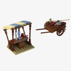 Fischer mit Karren und Stand