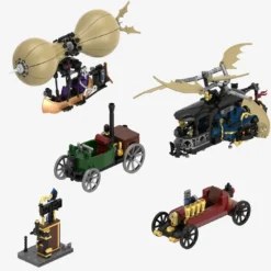 Steampunk Motorwagen und Flugmaschinen